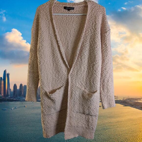 Merokeety Small open front pink front pockets knit fall winter sweater. - Picture 1 of 1